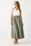 Green Parachute Fabric Skirt with Elastic Waist, Adjustable Detail, Unlined, Comfortable Cut - 2