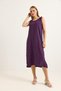 Purple Cotton Fabric Halter-Neck Backless Midi Length Dress with Slit Detail - 3