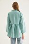 Green Woven Fabric Ruffled Collar Off-Shoulder Wide-Cut Kimono with Side Tie Detail - 5