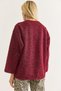 Burgundy Cashmere Fabric V-Neck Standard Cut Long Sleeve Jacket with Three-Tie Detail on the Front - 6