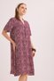 Burgundy Cotton Viscose Woven V-Neck Comfortable Fit Flexible Textured Short Sleeve Patterned Dress - 3