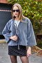 Gray Plush Soft Textured V-Neck Wide Cut Front Tie Practical Use Jacket - 2