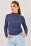Anthracite Flexible Textured Long Sleeve Modern Cut Knitted Blouse with Stitching Detail and Easy-To-Coordinate Design