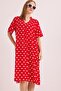 Red Woven Viscose Fabric V-Neck Comfortable Fit Pleated Detail Polka Dot Patterned Dress - 3