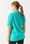 Green Cotton Flexible Textured Crew Neck Short Sleeve Basic Comfortable Fit Love Printed T-Shirt - 5