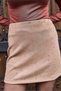 Mink Suede Textured High Waist Straight Cut Mini Skirt with Silver Stone Detail - 2