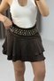 Brown Satin Textured Belted Mini Skirt with Ruffle Detail Offering Comfortable Movement - 2