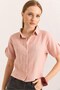 Powder Muslin Soft Textured Shirt Collar Short Sleeve Buttoned Comfortable Fit Shirt - 3