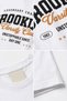 White Stretchy Textured Crew Neck Short Sleeve Knitted T-Shirt with Brooklyn Print Detail - 2