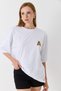 White Crew Neck Short Sleeve Comfortable Fit Leopard Print Detailed Knitted Cotton T-Shirt - 2