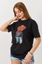 Black Cotton Crew Neck Short Sleeve Teddy Bear Printed Modern Cut Comfortable Fit T-Shirt