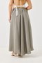 Green Tencel Fabric Elastic Waist Asymmetrical Cut Comfortable Flared Skirt Suitable for Daily Use - 5