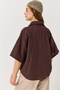 Brown Woven Fabric Shirt Collar Drop Shoulder Loose Fit Double Pockets Buttoned Shirt - 5