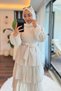 Stone Modal Fabric Lined Tulle Detailed Layered Ruffle Hijab Clothing Dress - 2