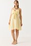Yellow Muslin Fabric Thin Straps Comfortable Cut Large Bow Detail Mini Dress