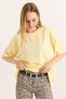 Yellow Soft Textured Crew Neck Drop Shoulder Loose Oversize Modern Cut T-Shirt - 2