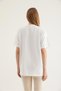 White Cotton Crew Neck Short Sleeve Basic T-Shirt with Leopard Ribbon Print Detail - 5