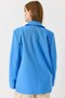 Blue Woven Fabric Comfortable Fit Inner Lining Floral Pattern Single Button Flap Pocket Jacket - 5