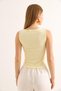 Yellow Cotton Blend V-Neck Sleeveless Slim Fit Lace and Bow Detailed Top Blouse - 4