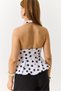 White Woven Fabric Halter Neck Balloon Form Polka Dot Patterned Sleeveless Blouse - 5