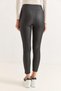 Black Matte Leather Textured High Waist Comfortable Cut Straight Leggings Suitable for Daily Use - 5