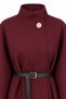 Women's Oversize Comfortable Fit Belted Stand Collar Buttoned Belted Poncho - 2