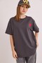 Smoked Cotton Fabric Crew Neck Short Sleeve Basic Comfortable Cut T-Shirt with Heart Embroidery Detail - 2