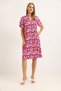 Red Cotton Viscose Woven V-Neck Comfortable Fit Flexible Lycra Floral Patterned Dress - 2