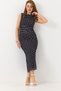 Black Tulle Fabric Sleeveless Cut-Off Dress with Draping and Polka Dot Pattern, Comfortable Fit - 2