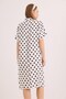 White Woven Viscose Fabric V-Neck Comfortable Fit Pleated Detail Polka Dot Patterned Dress - 2