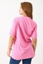 Pink Knitted Fabric Crew Neck Short Sleeve Standard Fit T-Shirt with Shiny Print Detail - 5
