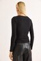 Black Corded Stretchy Textured V-Neck Long Sleeve Slim Fit Blouse with Side Metal Buckle Detail - 6