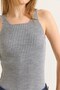 Gray Stretchy Knitwear Fabric Square Collar Thick Strap Ribbed Knitted Undershirt Form Blouse - 4