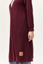 Burgundy Knitwear Fabric V-Neck Off-Shoulder Relaxed Fit Buttoned Long Cardigan - 4