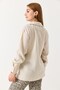 Beige Woven Fabric Shirt Collar Long Sleeve Casual Fit Side Tie Detailed Tunic - 5
