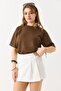 White Woven Fabric High Waist Gold Buckle Detailed Comfortable Cut Lined Mini Shorts Skirt