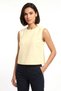 Yellow Woven Fabric Crew Neck Sleeveless Modern Cut Crop Blouse with Side Slit Detail