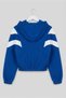 Blue Cotton Blend Hooded Long Sleeve Sweatshirt with Elastic Waist and Stripe Detail - 2