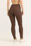 Brown Flexible Textured High Waist Slim Fit Comfortable Cut Knitted Leggings with a Gathering Effect - 5