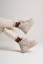 Beige Ecru Women's Mini Boots - Thick Sole, Thai Feather Suede Lace-Up