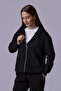 Defy's Women's Oversize Hooded Zipper Pocket Sweatshirt - 5