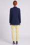 Crepe Blazer Jacket with Flap Pockets, Navy Blue - 4
