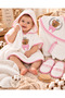 100% Cotton Baby Bath Towel Set with Hood - Soft & Teddy Bear Embroidered Pareo Towel - 4 Pieces - 3