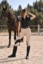 Women's Leather Detailed Riding Trousers Beige