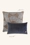Navy Blue Brown Patterned Padded 2-Piece Throw Pillow Set