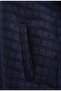 Long Quilted Coat with Chain Detail on the Collar - Navy Blue - 8