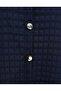 Long Quilted Coat with Chain Detail on the Collar - Navy Blue - 7