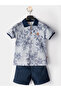 Boy's 3-Piece Set Polo Neck T-Shirt Shorts Belt Set - 3