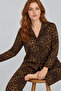Women's Comfortable Patterned Buttoned Coffee Pajama Set 827 - 2
