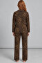 Women's Comfortable Patterned Buttoned Coffee Pajama Set 827 - 3
